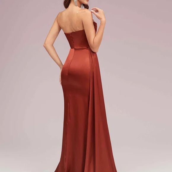 Sage green sweetheart long silky satin mermaid dress - Picture 4 of 4